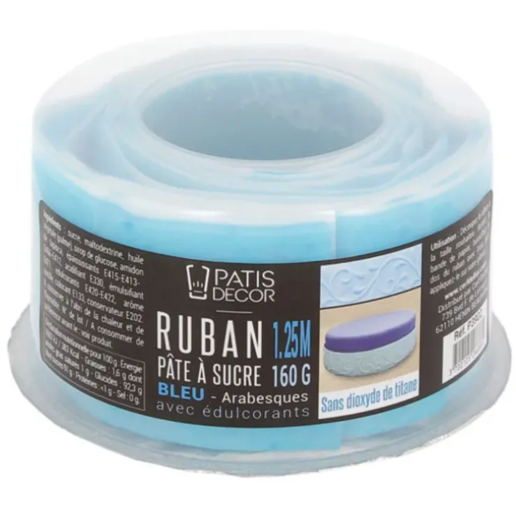 Cerf Dellier Ruban pâte à sucre bleu arabesques (1,25 m) Best