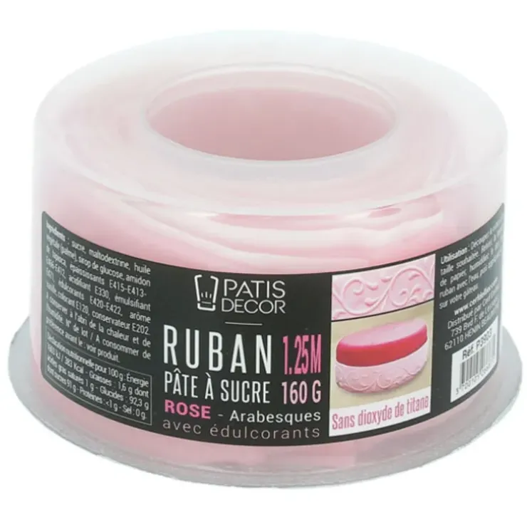 Cerf Dellier Ruban pâte à sucre rose arabesques (1,25 m) Clearance