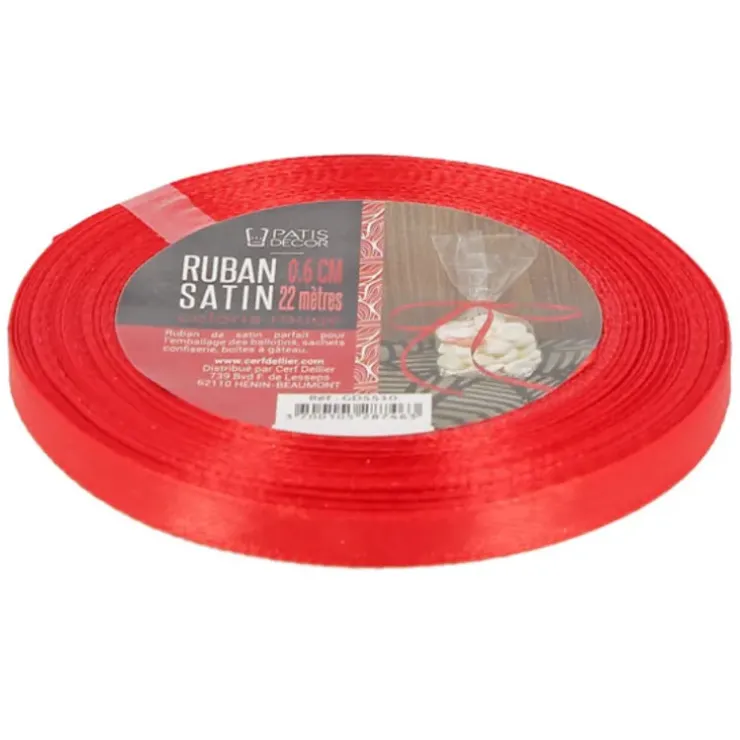 Cerf Dellier Ruban rouge satin (22 m)