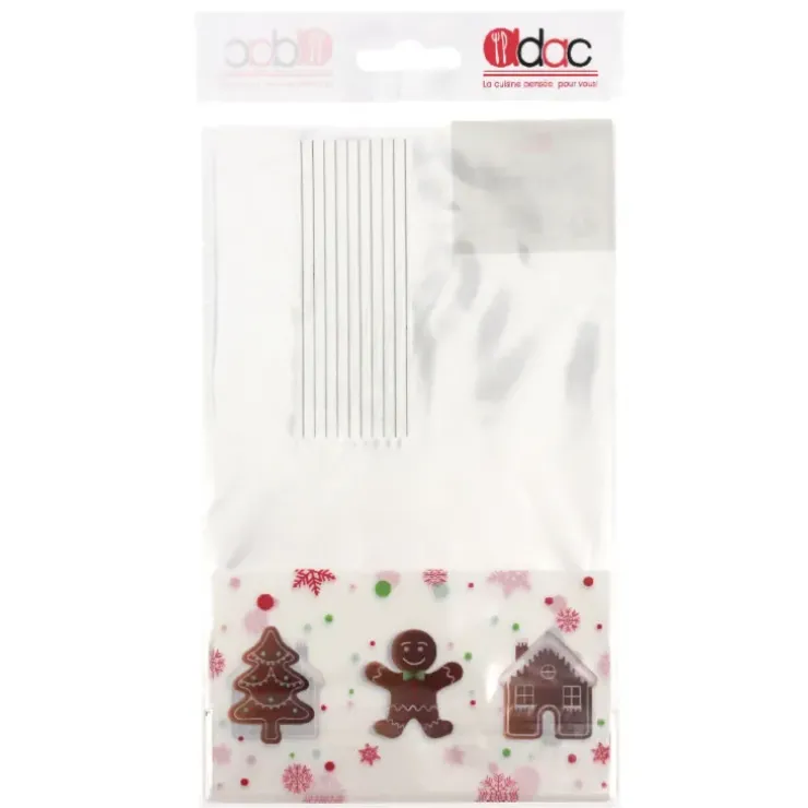 Cerf Dellier Sachets bonbons Pains d'épices + liens - 14 x 23 cm (x 10)