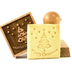 Cerf Dellier Tampon à biscuit bois Merry Christmas