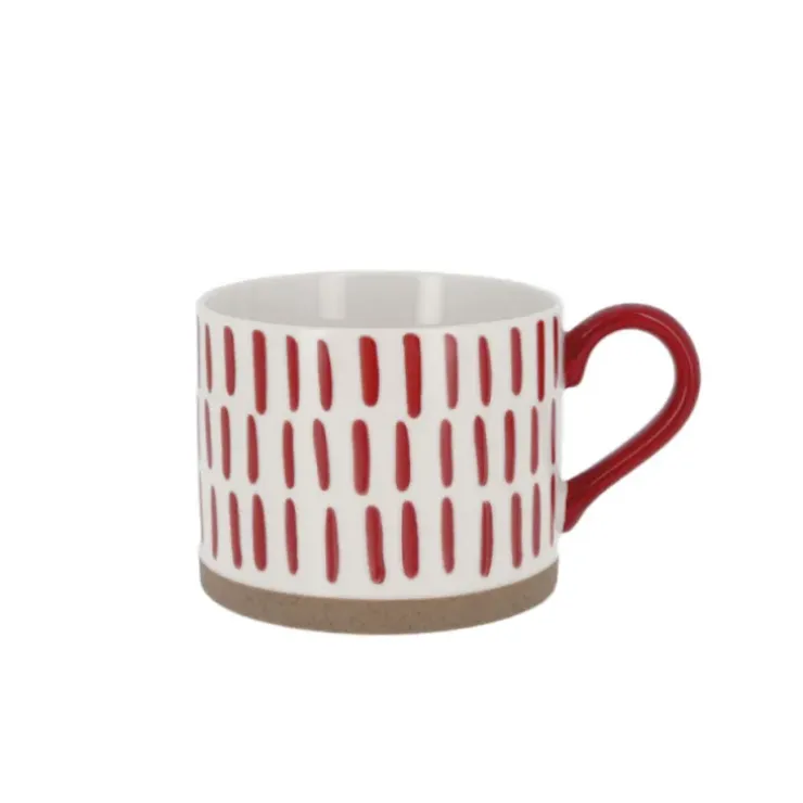 Cerf Dellier Tasse blanche à traits rouges