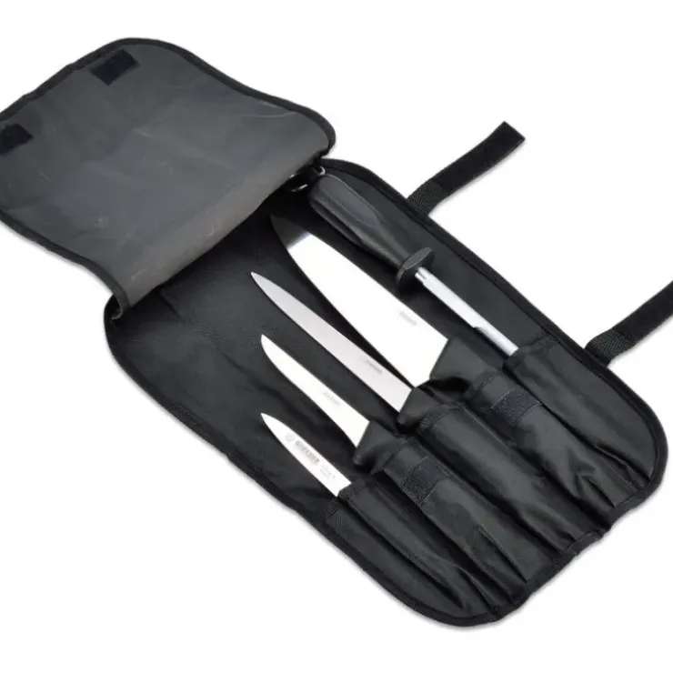 Cerf Dellier Trousse à couteaux 7 pièces en nylon noir Clearance