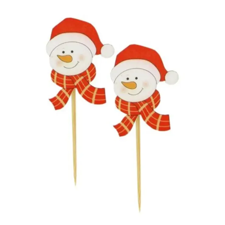 Cerf Dellier Tête bonhomme de neige Noël sur pique (x50) Discount